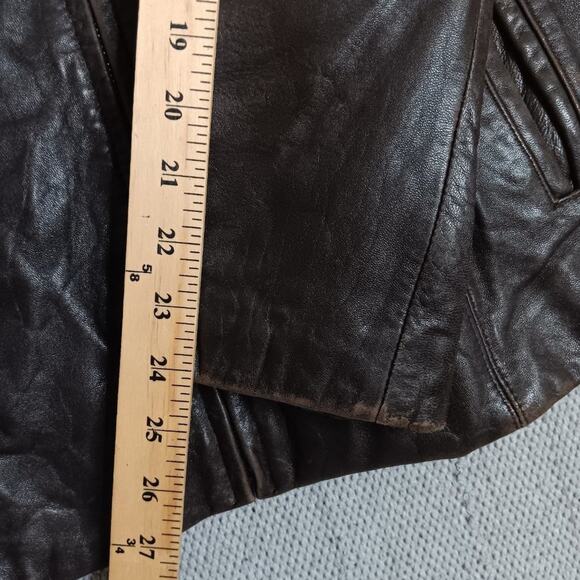 James & John ITALY Vintage Leather Jacket Womens Medium Euro4X Saddle Brown Boho - Picture 15 of 16